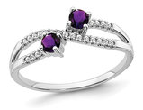 1/5 Carat (ctw) Twin-Stone Amethyst Ring in 14K White Gold